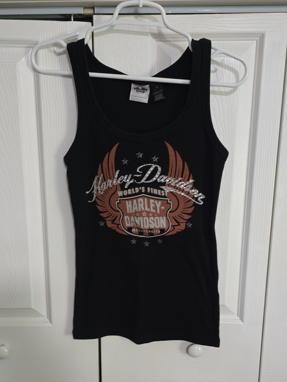 Harley-Davidson Black Tank Top with Brown Wing Shield Graphic